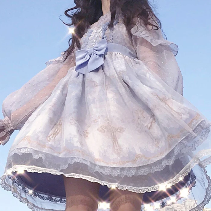 

Gothic vintage sweet lolita dress palace lace bowknot printing high waist victorian dress kawaii girl gothic lolita jsk loli cos