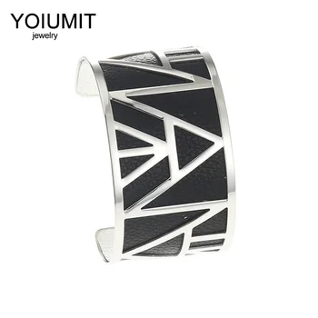 

Cremo DIY Hollow Wide Cuff Bracelet For Women Jewelry Yoiumit Stainless Steel Bracelet Interchangeable Leather Pulseiras
