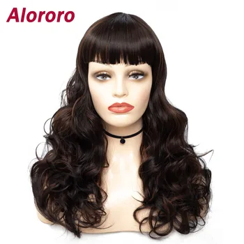 

Alororo Long Mix Color Wigs for Women Synthetic Curly Wig with Bangs Heat Resistant Wig Cosplay Ombre Free Gift
