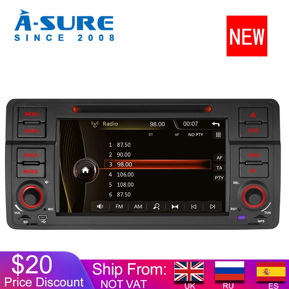 A-Sure Автомобильный мультимедийный плеер 1 Din 7 дюймов Авто Радио DVD gps навигация для