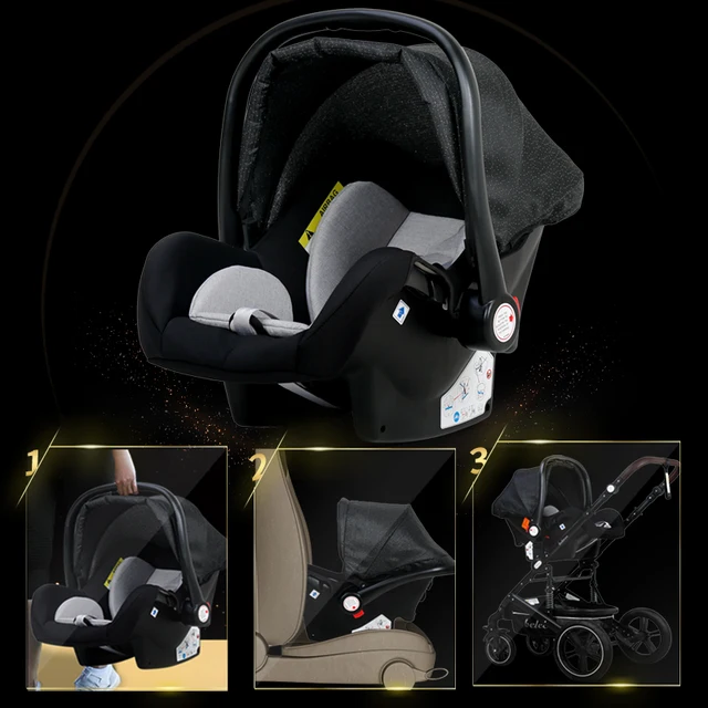 Baby Stroller Lightweight Newborn Pram 3 in 1 Strollers Anti-shock All terrain Pushchair Reversible Bassinet Car Seat Cup Holder 3