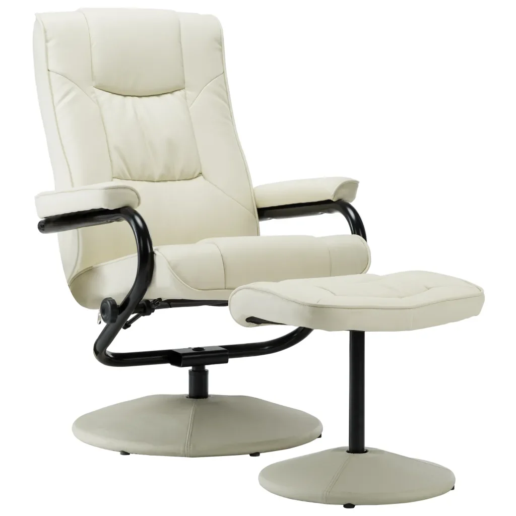  High Quality TV Armchair with Footrest Cream Household Office Boss Chair Leatherette Ergonomic Comp