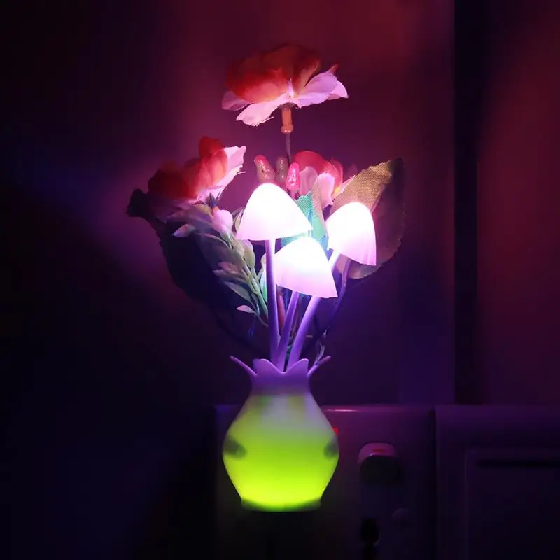 Светодиодный датчик ночного света США плагин настенная лампа Домашнее освещение гриб красочные светящееся Рождественское украшение