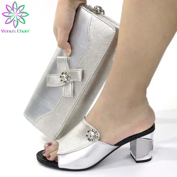 

Fashion Nigeria Wedding Shoes and Bags Set Decorated with Rhinestone Designer Shoes and Bag Set High Quality Luxury Women Shoes