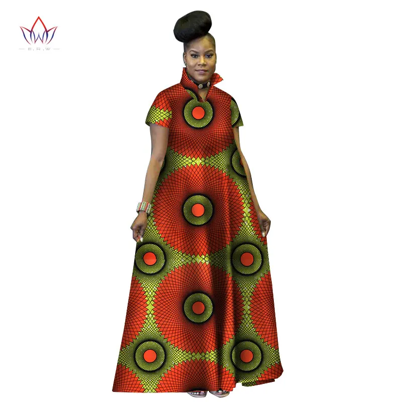 Модное Длинное бальное платье с принтом, платья Базен Риш, Африканское платье со стоячим воротником для женщин, традиционная африканская одежда WY2802 - Цвет: 4