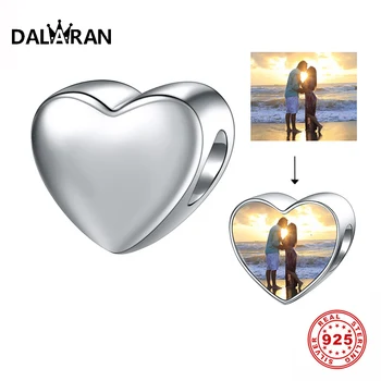 

DALARAN New Arrival DIY Heart Shape Beads for Women Custom Photo Charm 925 Sterling Silver Jewelry Bracelet Making Unique Gift