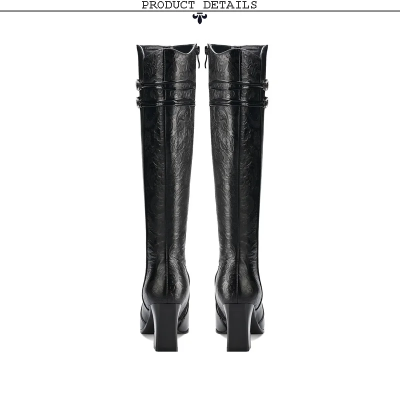 ZVQ-зимние новые модные пикантные сапоги до колена женская обувь из натуральной кожи на высоком каблуке с острым носком Прямая поставка, размер 34-41