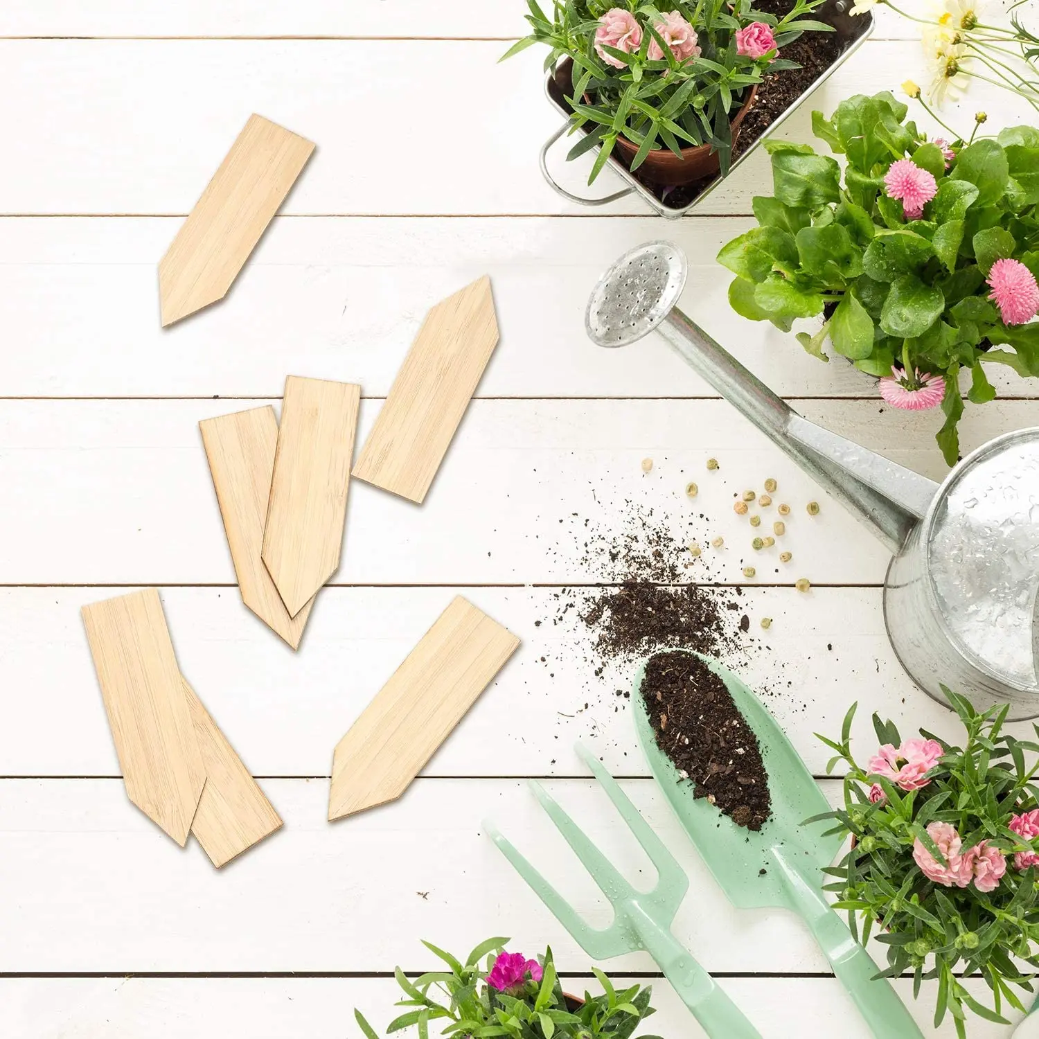 

50pcs Bamboo Plant Labels Eco-Friendly Wooden Plant Sign Tags Garden Markers For Seed Potted Herbs Flowers Tools