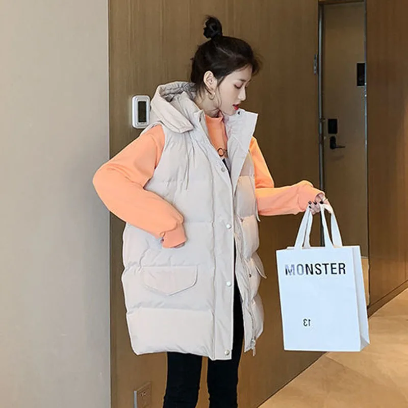 

2023 New Autumn And Winter Women's Vest Loose Mid-Length Women's Waistcoat 3XL Women's Sleeveless Jacket