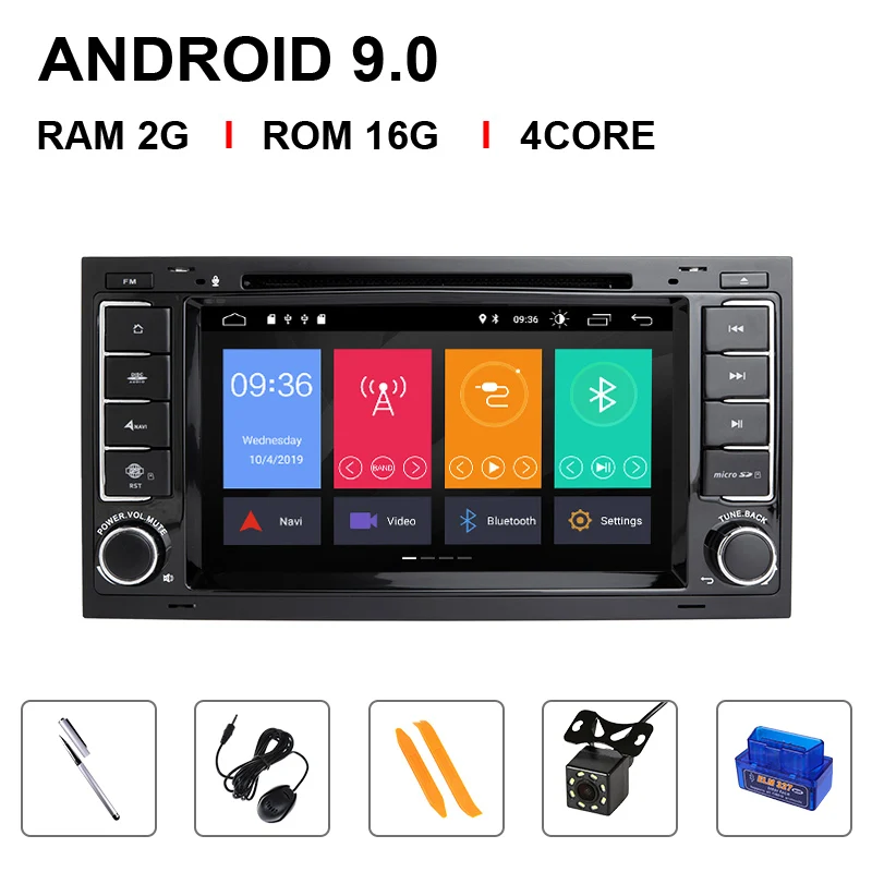 4 Core 16ROM OBD Cam Ips DSP 4G 64G 2 Din Android 9,0 gps Автомагнитола для VW/Volkswagen/Touareg/Transporter T5 мультимедиа Naviagtion DVD плеер стерео - Цвет: 4 Core 16ROM OBD Cam