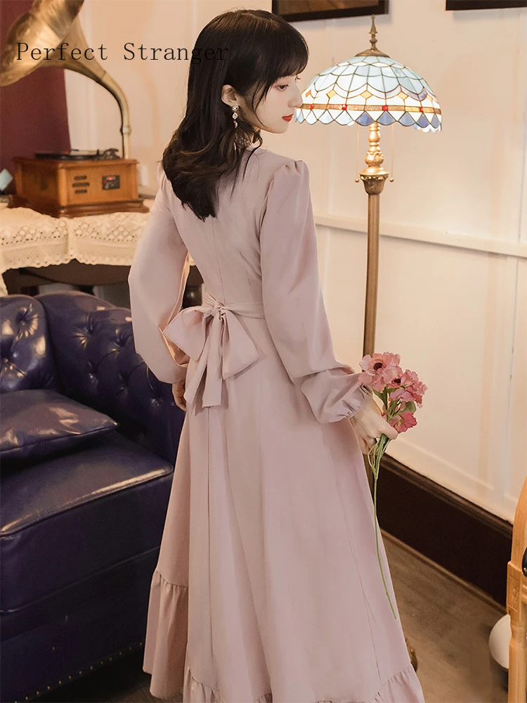 2020 Autumn Winter New Arrival Hot Sale O Collar Long Sleeve Women Long Dress