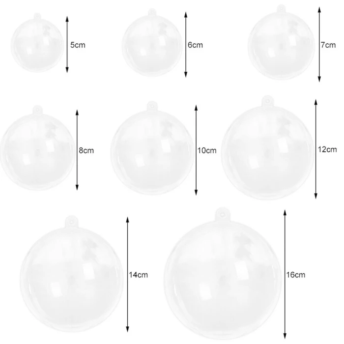 5 шт. прозрачных пластиковых рождественских шаров, безделушек, шаров, можно наполнять рождественские семейные вечерние украшения, подарок