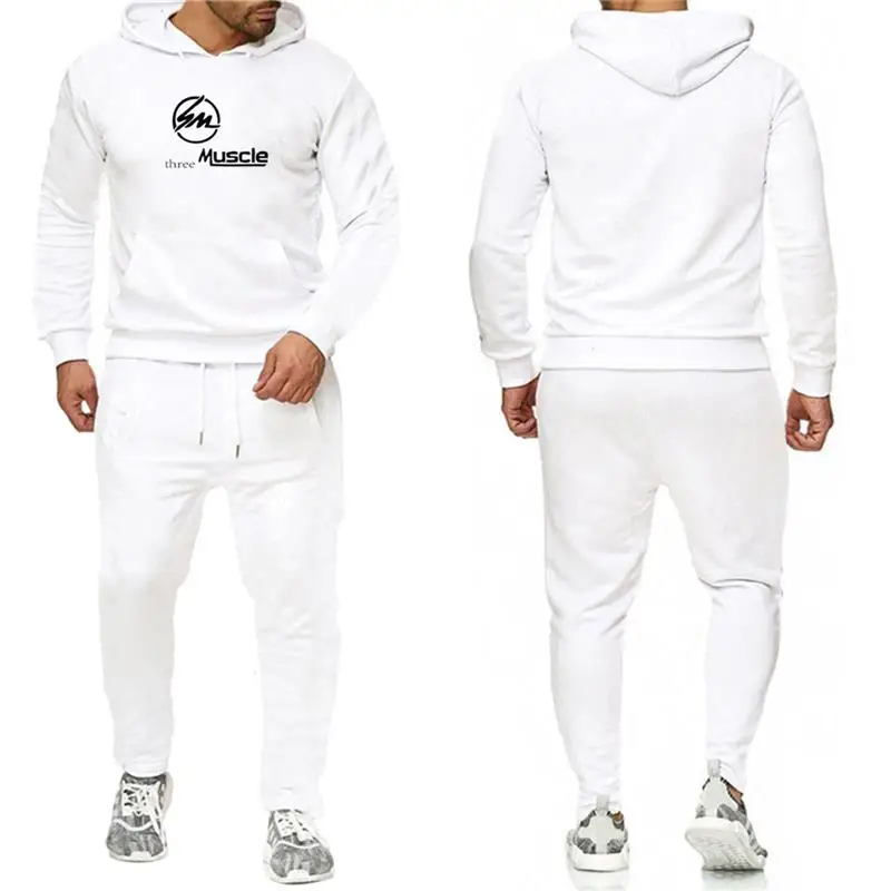 Low Price Olevo 2Pcs Sets Fashion Men's Hoodie Printed Hooded Fleece Catching Sweatshirt Tracksuit Leisure Sweatpants Sports Set