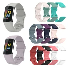 Silikonowy smartband z zegarkiem do Fitbit Charge 5 Smartwatch sportowy Pure Color Smartwatch z opaską akcesoria tanie tanio VAKIND CN (pochodzenie) Pasek na nadgarstek POLISH Niemieckie Rosyjski French Spanish Włoskie english Adult Zgodna ze wszystkimi