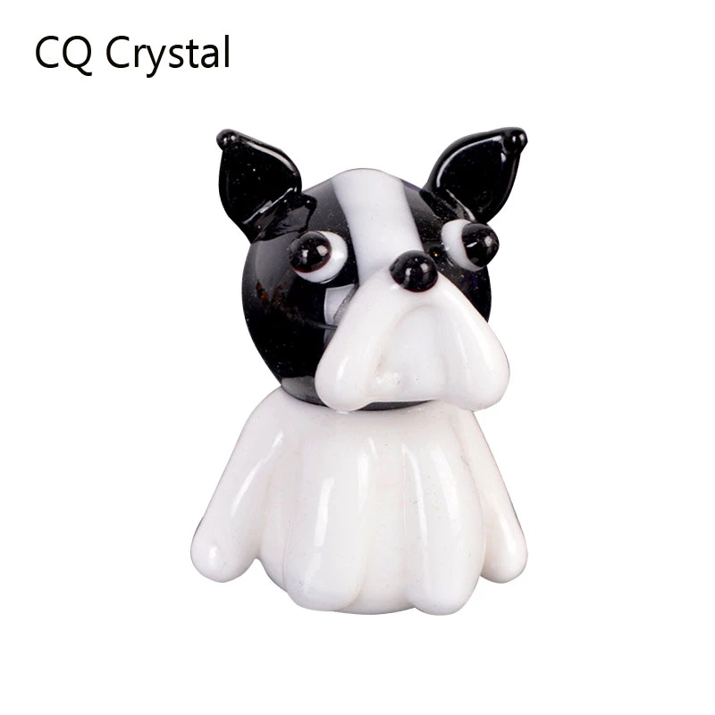 Crystal Glass Bulldog Animal Figurines Ornament Hand Blown Puppy