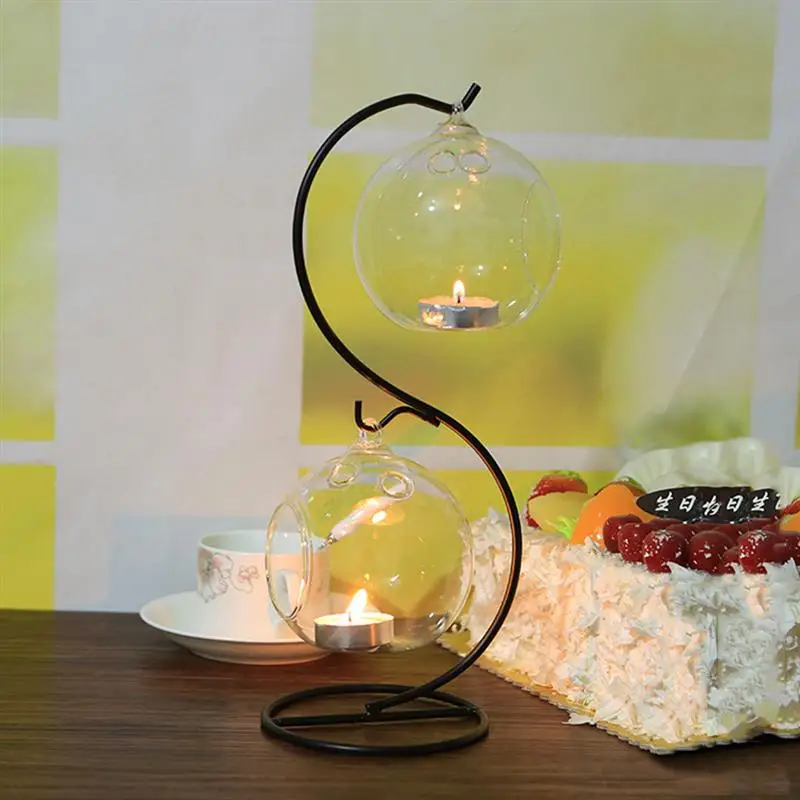 12pcs Hanging Candle Holders Candlestick Tealight Pillar Candle Stand Table Glass Hanging Bottle For Party Wedding Home Decor