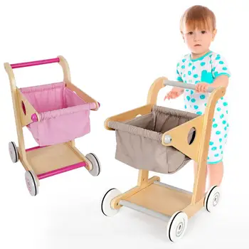 

Baby Pretend Toy Supermarket Hand Trolley Wood Supermarket Trolley Toy Wooden Shopping Cart Pretend Play Toy For Kids Children