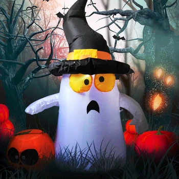 

Besegad Cute Halloween Inflatable Blow Up Ghost Pumpkin LED Light Air Blown Ghost Prop Indoor Outdoor Garden Yard Lawn Decor Toy