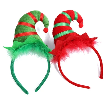 

2PCS Christmas Hat Xmas Hot Christmas Decorations for Home Headband Santa Xmas Party Decor Double Hair Band Clasp Head Hoop