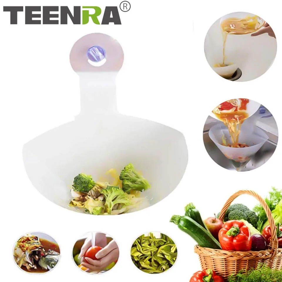 TEENRA Self-standing Drain Filter Collapsible Drain Filter Sink Anti-blocking Device Recyclable Stopper Kitchen Sink Strainer