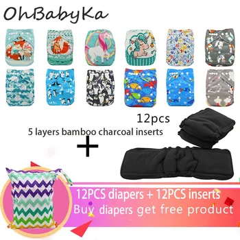 

Ohbabyka 25PCS/PACK Washable Cloth Diaper Cover Adjustable Reusable Unicorn Nappy Reusable Cloth Diapers Cloth Nappy fit 3-15kg