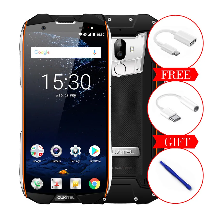 orange OUKITEL WP5000 IP68 водонепроницаемый смартфон Android 7,1 Helio P25 Восьмиядерный 6 ГБ ОЗУ 64 Гб ПЗУ 5200 мАч 9 В/2 а мобильный телефон - Цвет: orange