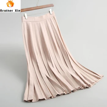 

Waist High 2020 Women Winter A-Line Knitted Long Skirt Fashion Women Autumn Wool Camel Skirt Faldas Jupe Femme Saia