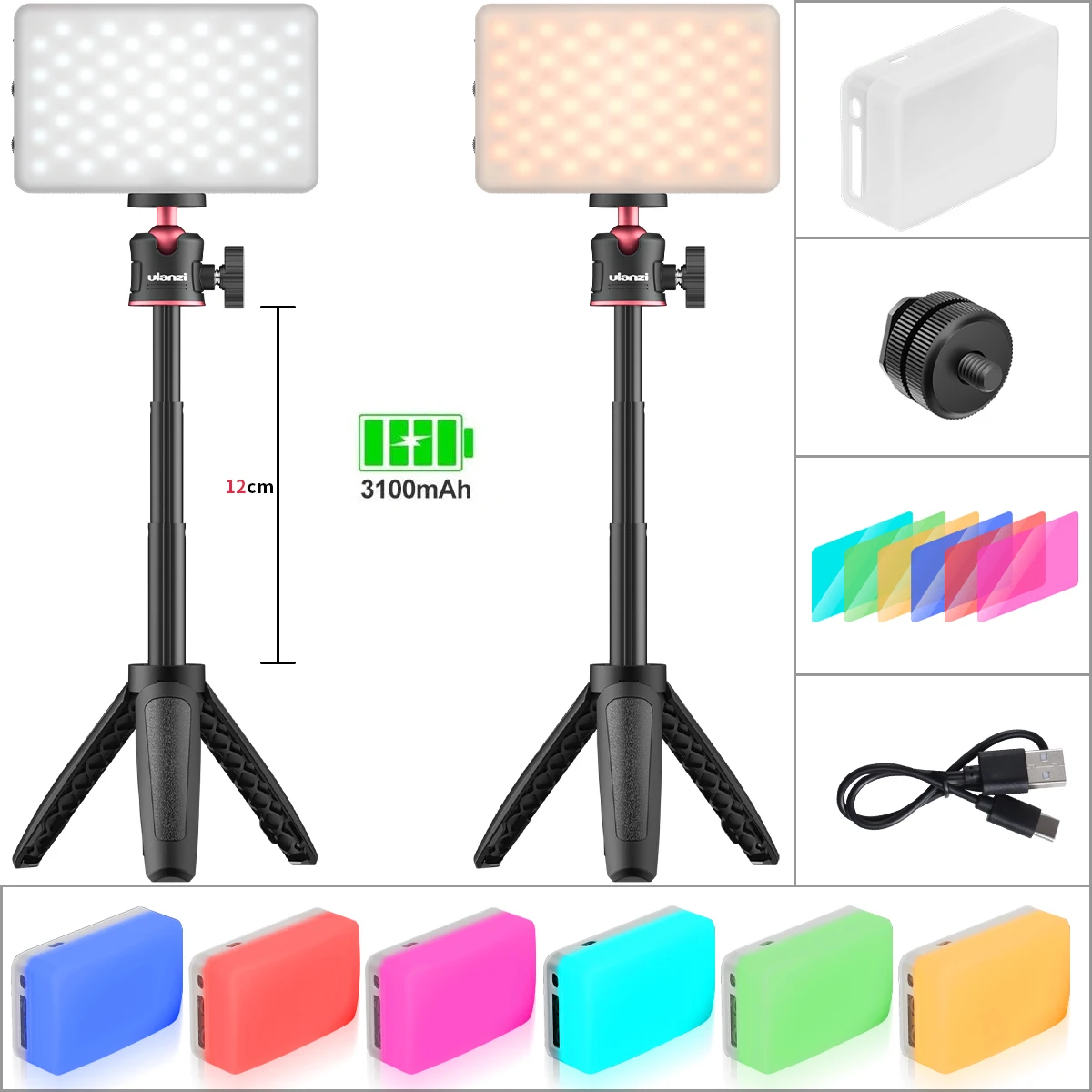 

Ulanzi LED Video Light 3200K-6500K Softbox RGB Color Filters Photographic Lighting Vlog Fill Light Live Broadcast Youtube Kit