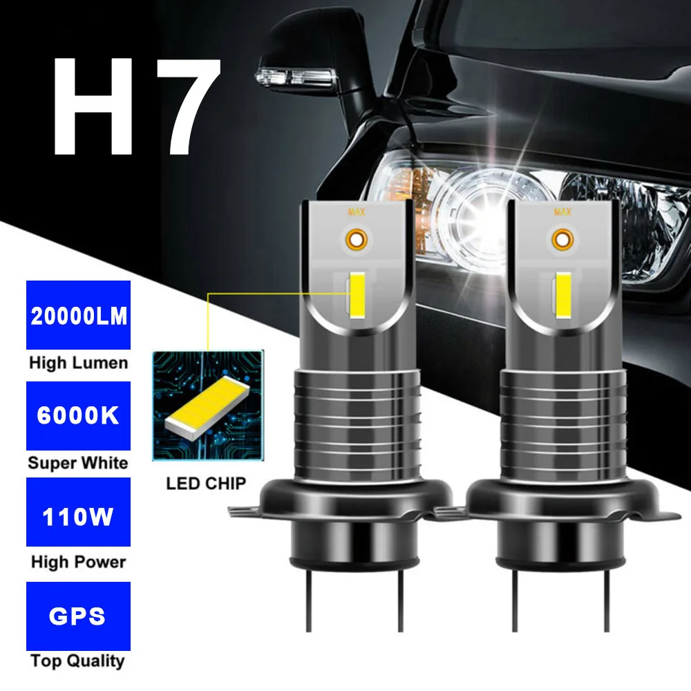 2pcs H7 110W Автомобильный 5050 CSP светодиодный комплект фар Canbus безотказная лампа 20000LM 6000K срок службы до 50000 часов