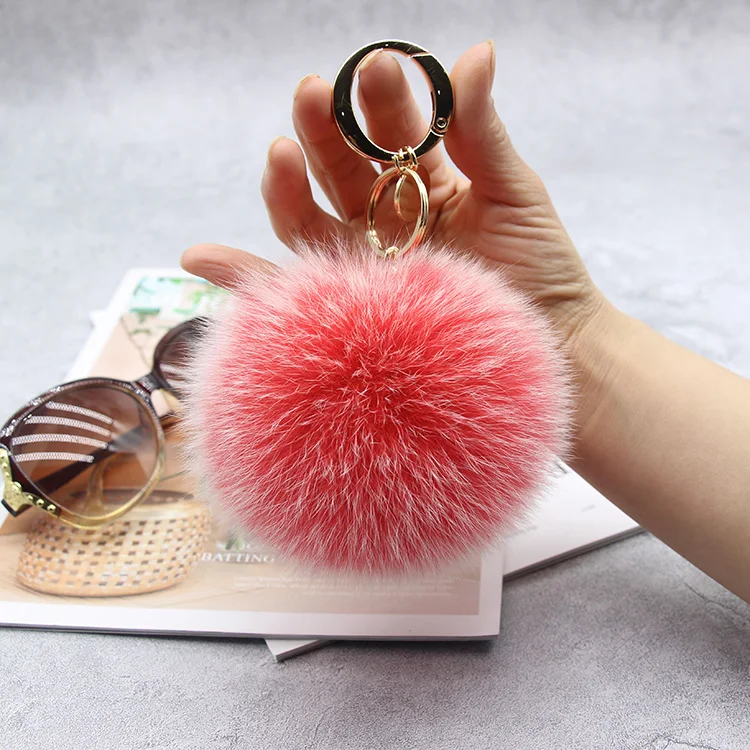 Ecological Pom Pom Keychain White Fantasy Animal Pendant Pom 