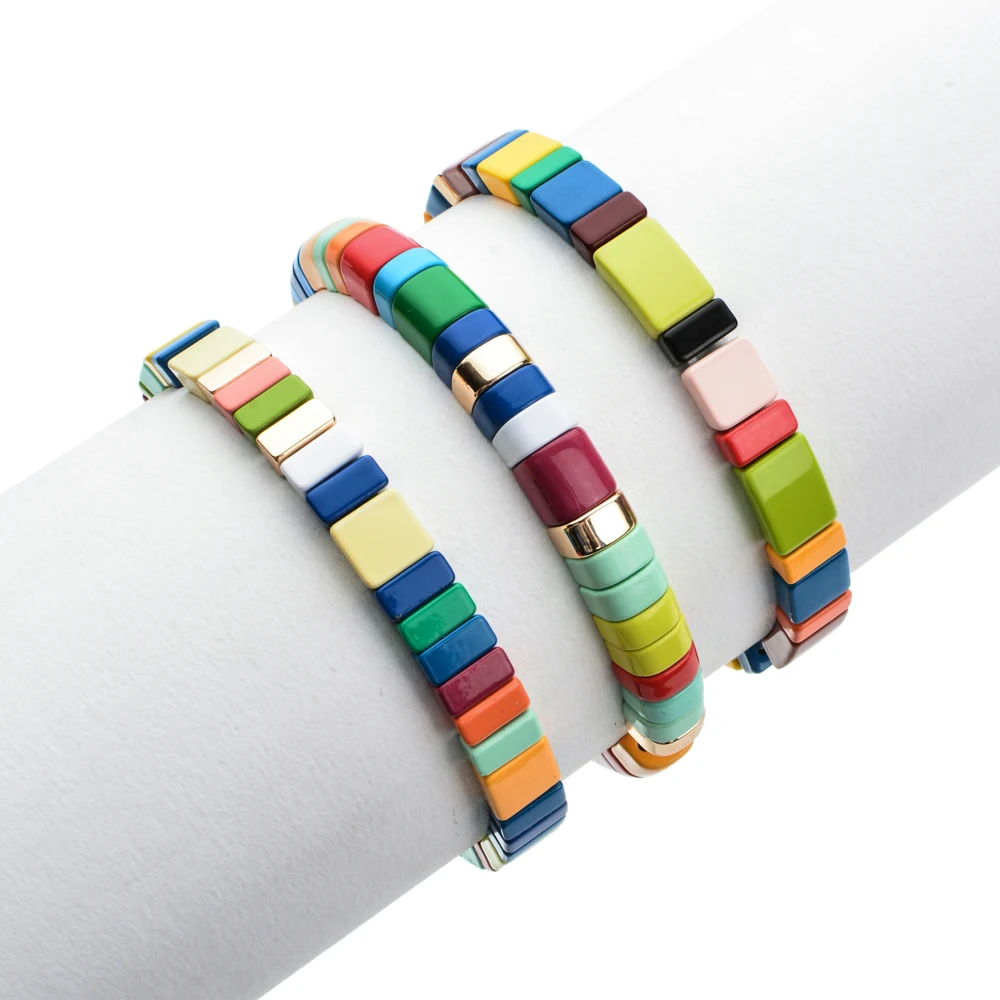 ZMZY Новое поступление наборные радужные ювелирные изделия эмаль плитка браслет из бисера модные пользовательские радужные бисерные браслеты для женщин