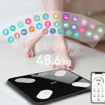 

Bluetooth Scales Floor Body Weight Bathroom Scale Smart Backlit Display Scale Body Weight Body Fat Water Muscle BMI