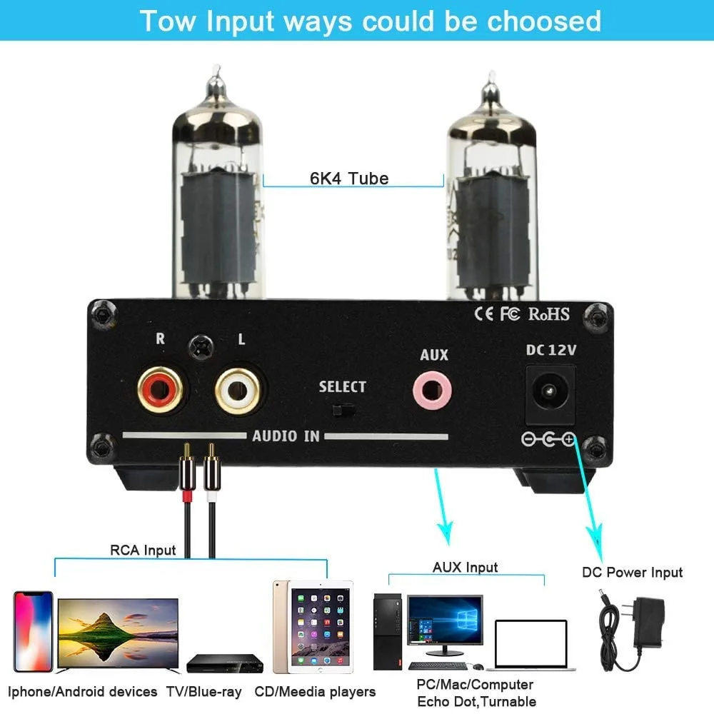 2 channel amp Fosi Audio P2 integrated Portable Headphone Amplifier Vacuum Tube Amp Mini HiFi Stereo Audio with Low Ground Noise for Headphone 3000 watt amp