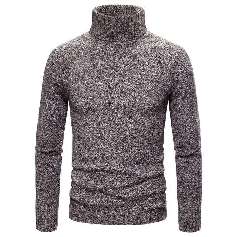 

Autumn Winter Mens Sweaters Solid Color Turtle Neck Tops Long Sleeved Pullover Knitted Sweatshirt Men's Clothing