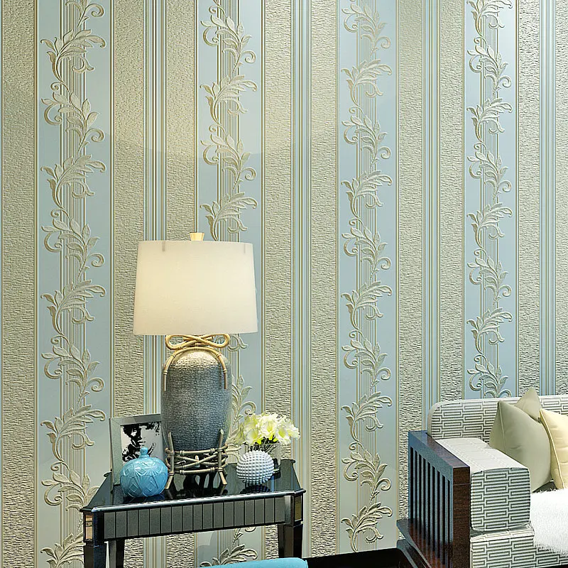 

Luxury European Style 3D Stripes Wallpaper Bedroom Living Room Television Background Wall Environmentally Friendly Nonwoven Fabr