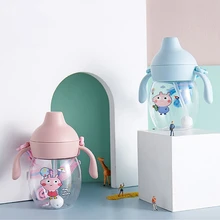 Taza de alimentación de bebé de dibujos animados, botella de agua con pajita, pulverizadores, botella de agua para bebé, taza de leche para beber, Garrafa, 280ML