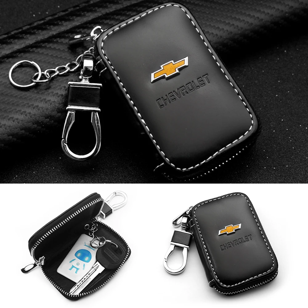Кожаный чехол для автомобильного ключа кожаный на молнии брелок Chevrolet Captiva 2007-2010