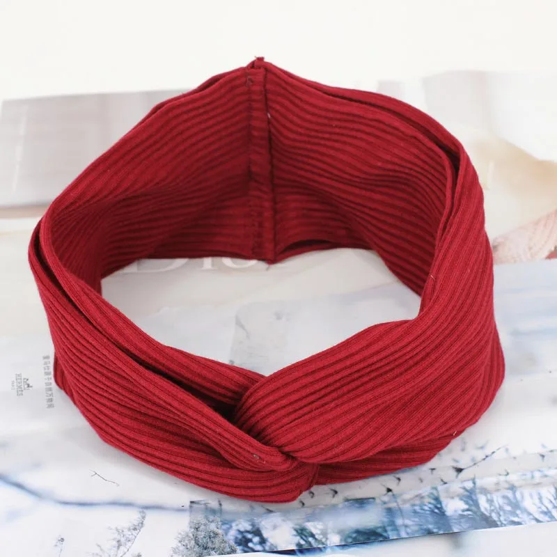 Fashion Big Bow Headband For Women Girls Hair Accessories Solid Turban Elastic Hair Bands Winter Knit Headwrap Hair Bows