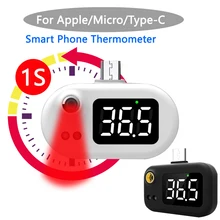 Mini termómetro Digital infrarrojo USB para iPhone 13 12 11, enchufe tipo C/iOS, termómetro para teléfono móvil sin contacto