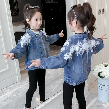 

Flower Girls Jackets Denim Coat Children Spring Jacket for Girls Denim Clothing Kids Jean Coat Fashion Outwear TZ484