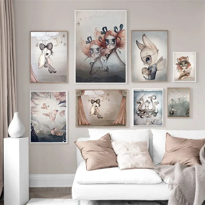 Nordic-Lovely-Sweet-Home-Decor-Nordic-Canvas-Painting-Wall-Art-Poster-Rabbit-Girls-Boys-Picture-Cartoon (3)