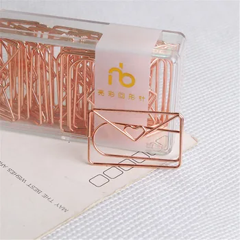 

20pcs/box Rose Gold Creative Love Paper Clip Metal Modeling Clip Office Accessories Photos Tickets Notes Letter Clips Bookmark