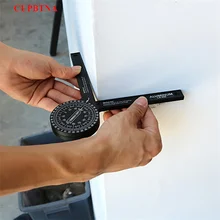 CUPBTNA Transportador de ángulo de 360 grados buscador de ángulo de metal regla de ángulo de goniómetro herramientas de carpintería de acero inoxidable regla de medición giratoria