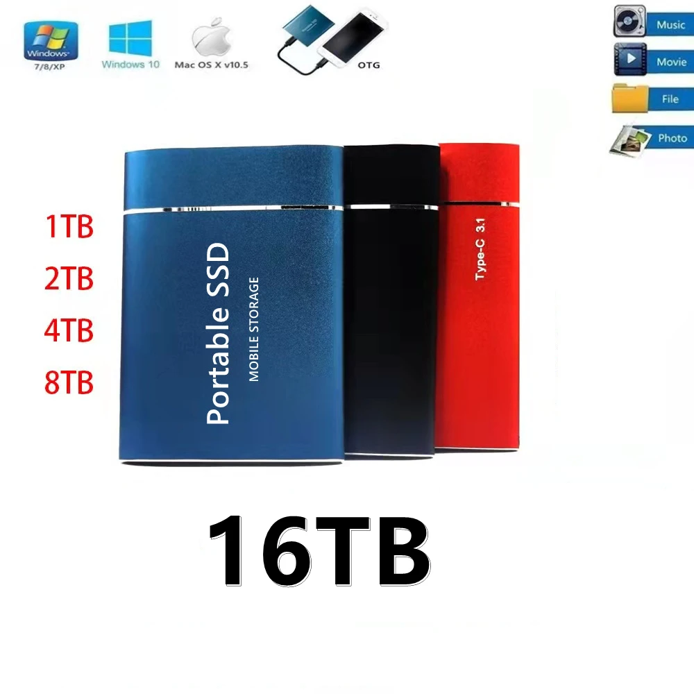 High Speed 16TB USB Portable External Solid State Drives External Hard