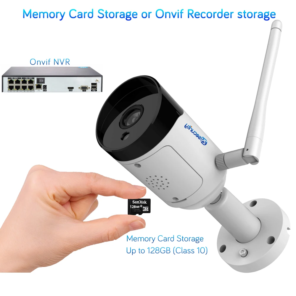  1080p Wifi Bullet IP Camera Outdoor Onvif SD Card Two Way Audio Email Alarm Night Vision CCTV Surve - 4.00011E+12