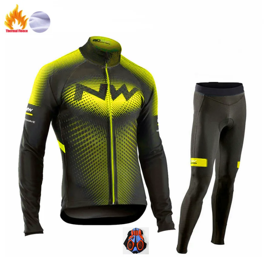 Winter Jersey Suit Northwave теплая Зимняя Теплая Флисовая велосипедная одежда NW Мужской трикотажный костюм для езды на велосипеде MTB Одежда комбинезон комплект - Цвет: Winter Jersey Suit