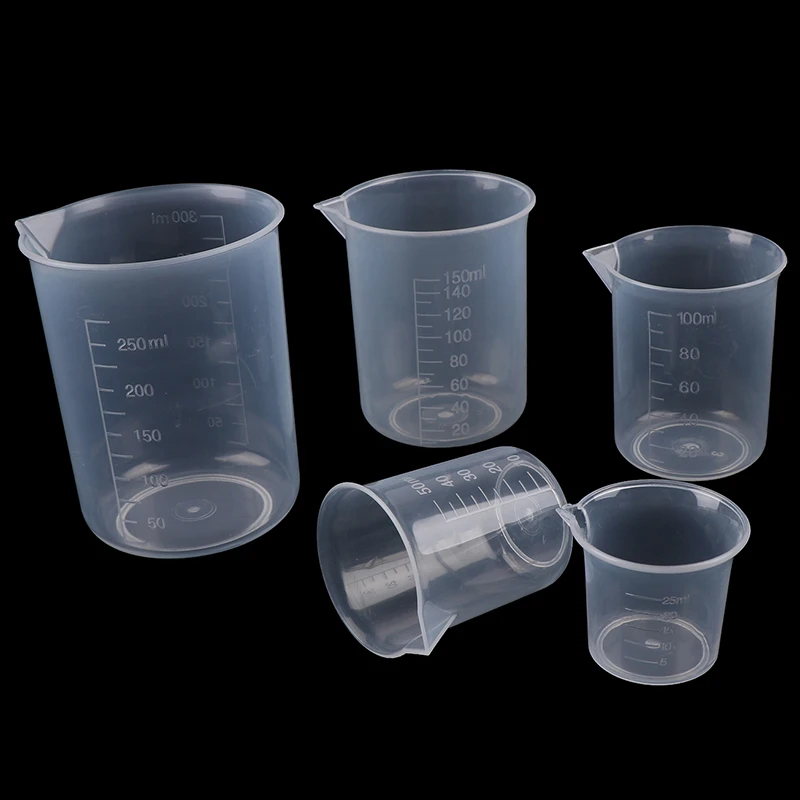 2Pcs Hot New Transparent Kitchen Laboratory Plastic Volumetric Beaker Measuring Cup 250ml/150ml/100ml/50ml/25ml