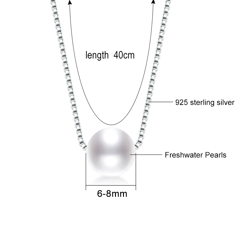 Жемчужное ожерелье 925 пробы серебро 6-8 мм жемчужная настоящая Подвеска из натурального пресноводного жемчуга ожерелье для женщин подарок хорошее ювелирное изделие