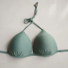 Женский сексуальный комплект бикини из двух частей с глубоким v-образным вырезом и рюшами, треугольный бюстгальтер с низкой талией, контрастный цвет, тропические листья