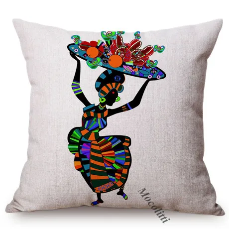 Ручная роспись в Африке, абстрактное искусство, декоративная наволочка, красочная африканская женская Танцевальная экзотическая дизайнерская льняная наволочка для дивана